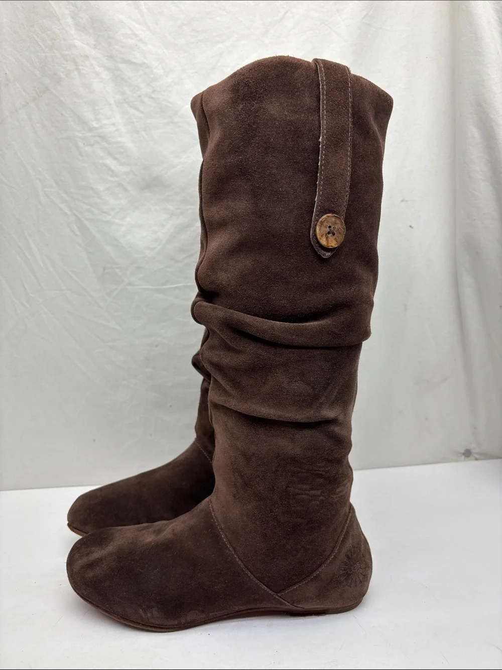 Brown Suede Slouch Knee-High Women's Boots, SZ 6.5, box 40
